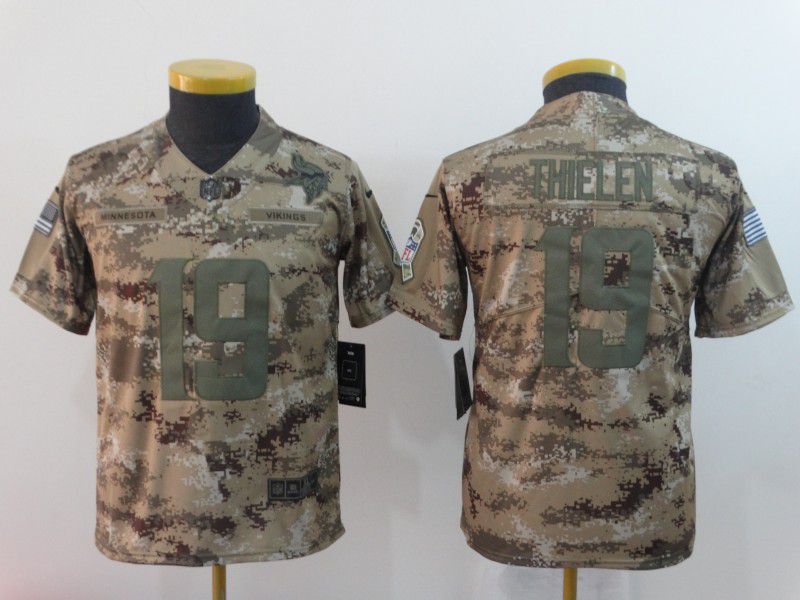 Youth Minnesota Vikings #19 Thielen Nike Camo Salute to Service Limited NFL Jersey->youth nfl jersey->Youth Jersey